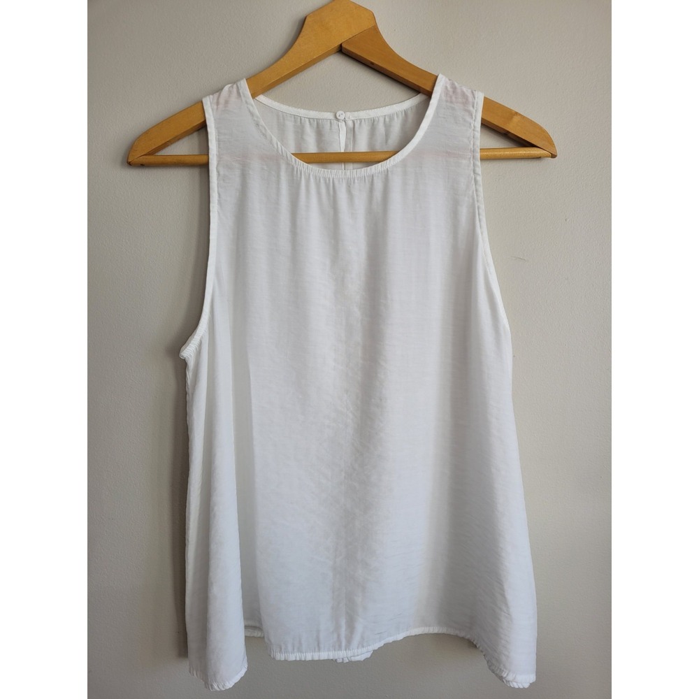 Carolyne Bessette Core Sleeveless White Blouse Medium Preppy Office Summer Work